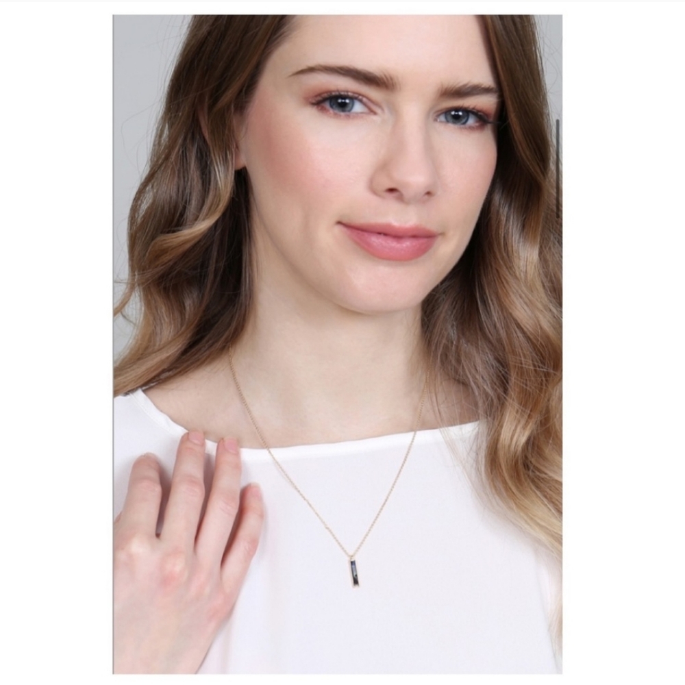 Gold Abalone Stone Bar Necklace